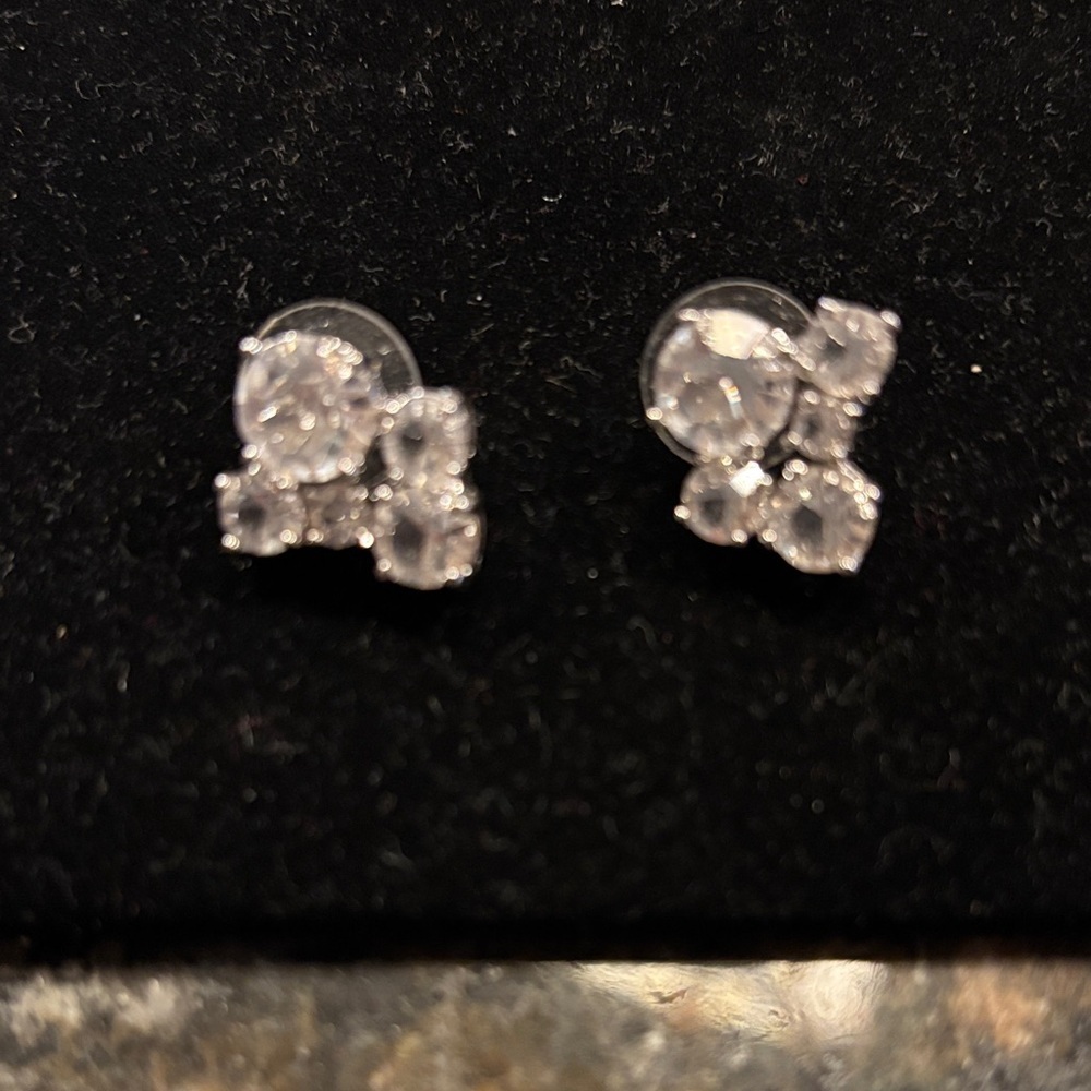 Elegant Silver Crystal Stud Earrings